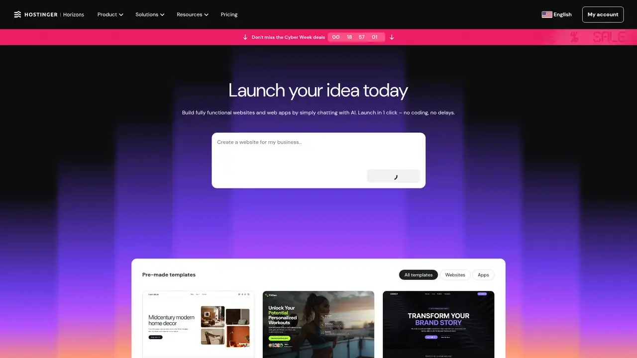 Hostinger Horizons preview 1